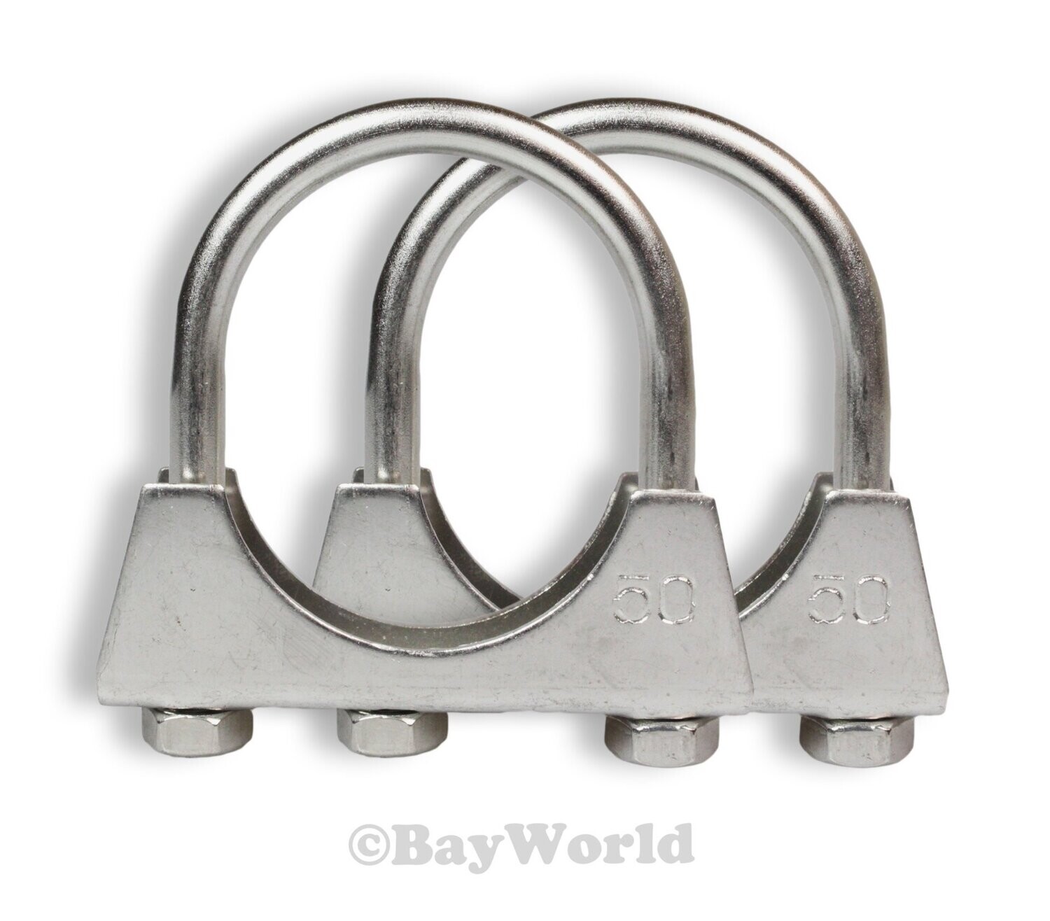 2x BayWorld Edelstahl Rohrbügelschelle M8x50mm Auspuffschelle V2A U-Bolt Clamp