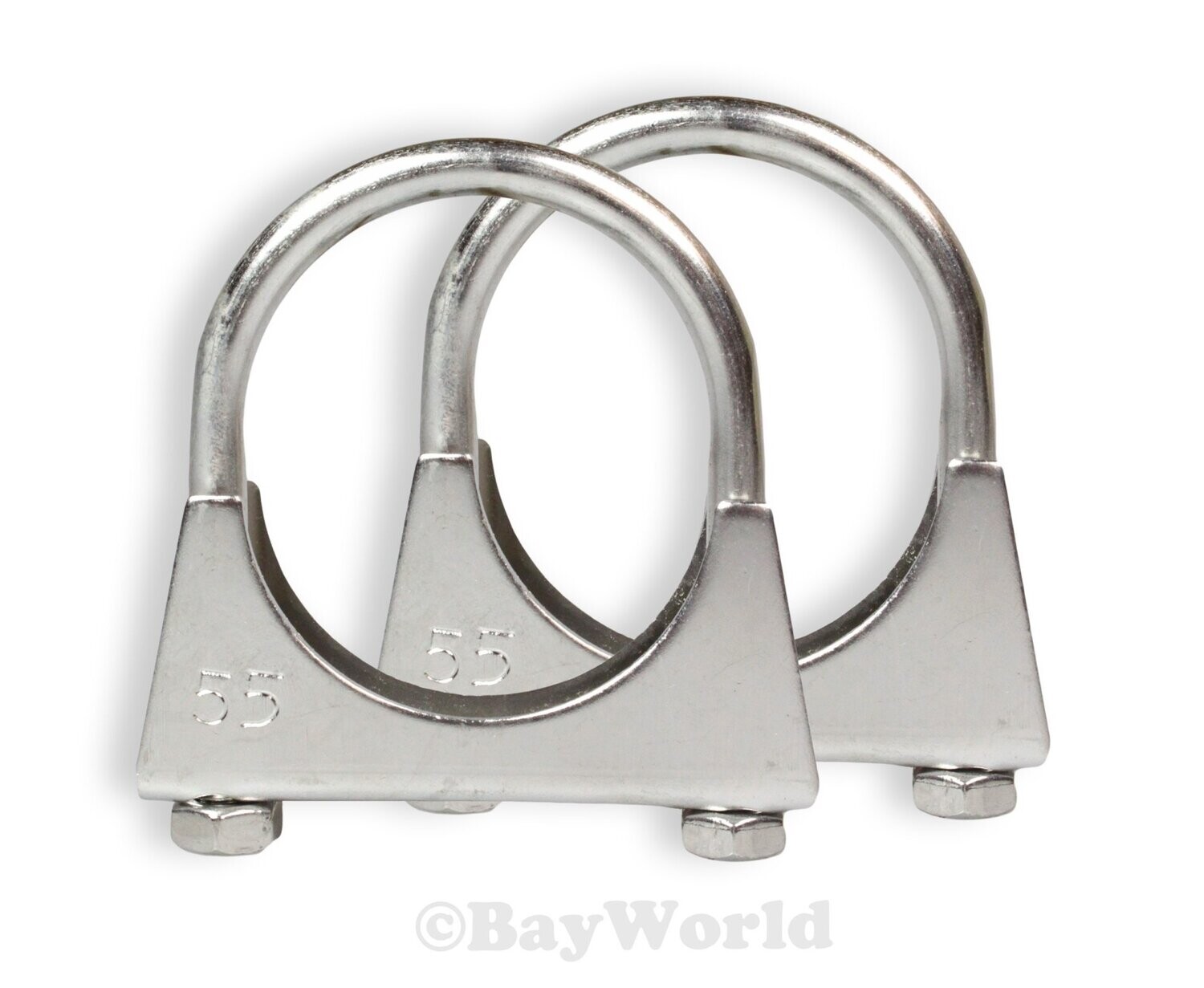2x BayWorld Edelstahl Rohrbügelschelle M8x55mm Auspuffschelle V2A U-Bolt Clamp