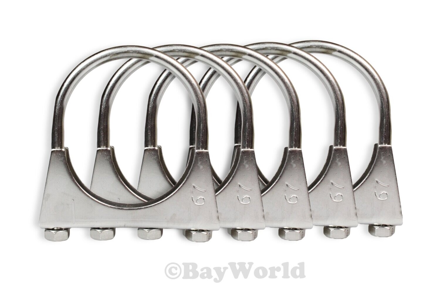5x BayWorld Edelstahl Rohrbügelschelle M8x67mm Auspuffschelle V2A U-Bolt Clamp