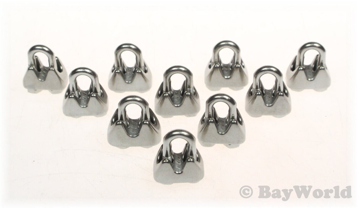 10 St. V4A Edelstahl Drahtseilklemmen 2 mm Bügelschelle Maritim