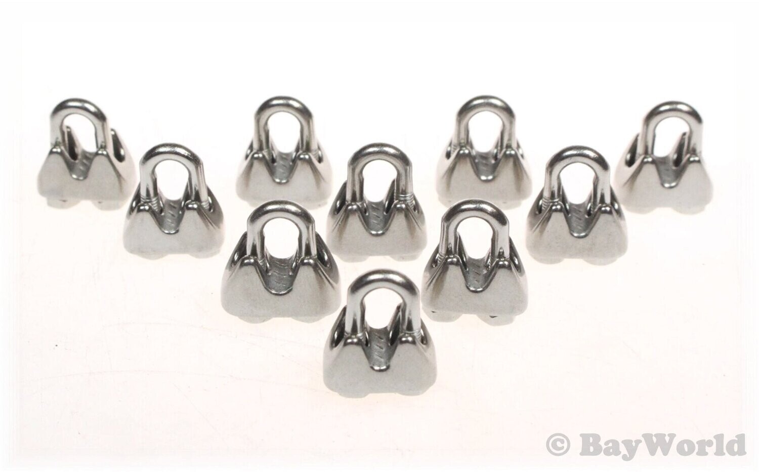 10 St. V4A Edelstahl Drahtseilklemmen 3 mm Bügelschelle Maritim