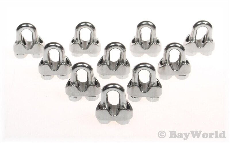 10 St. V4A Edelstahl Drahtseilklemmen 6 mm Bügelschelle Maritim 10 St. V4A Edelstahl Drahtseilklemmen 6 mm Bügelschelle Maritim