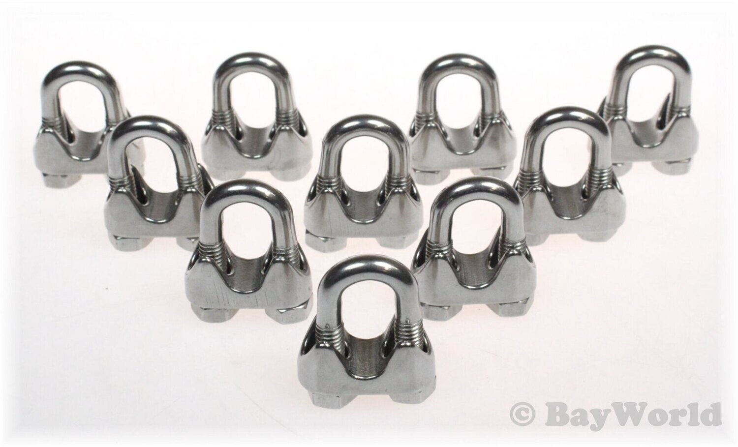 10 St. V4A Edelstahl Drahtseilklemmen 8 mm Bügelschelle Maritim