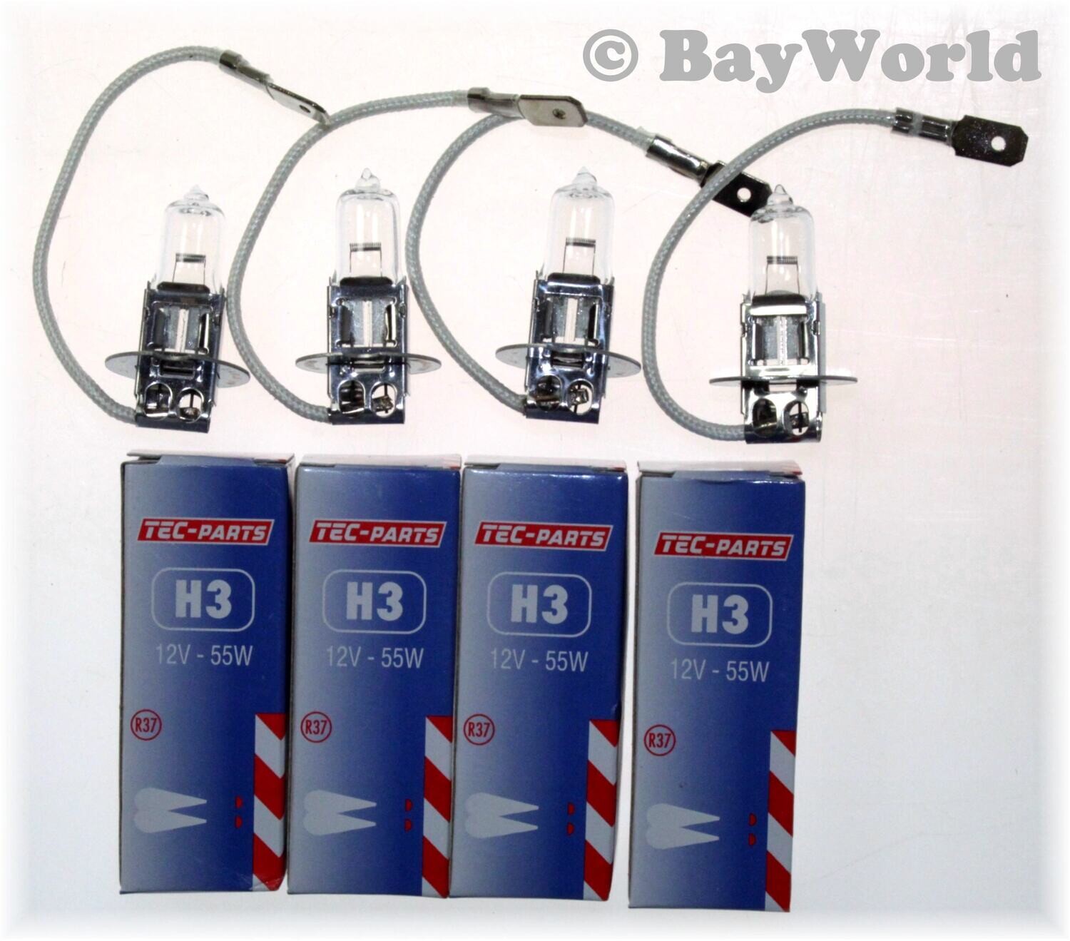 4 St. H3 12V 55W PX22s Sockel Halogen Glühlampe Auto Glühbirne 12030 TEC-PARTS