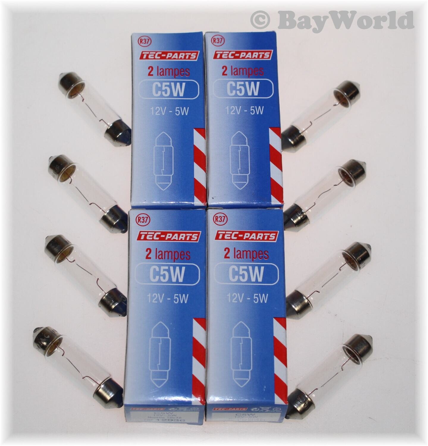 4 Set=8St C5W 12V Soffitte Birne Navette 10x36 TEC-Parts Kennzeichen 12936 Lampe