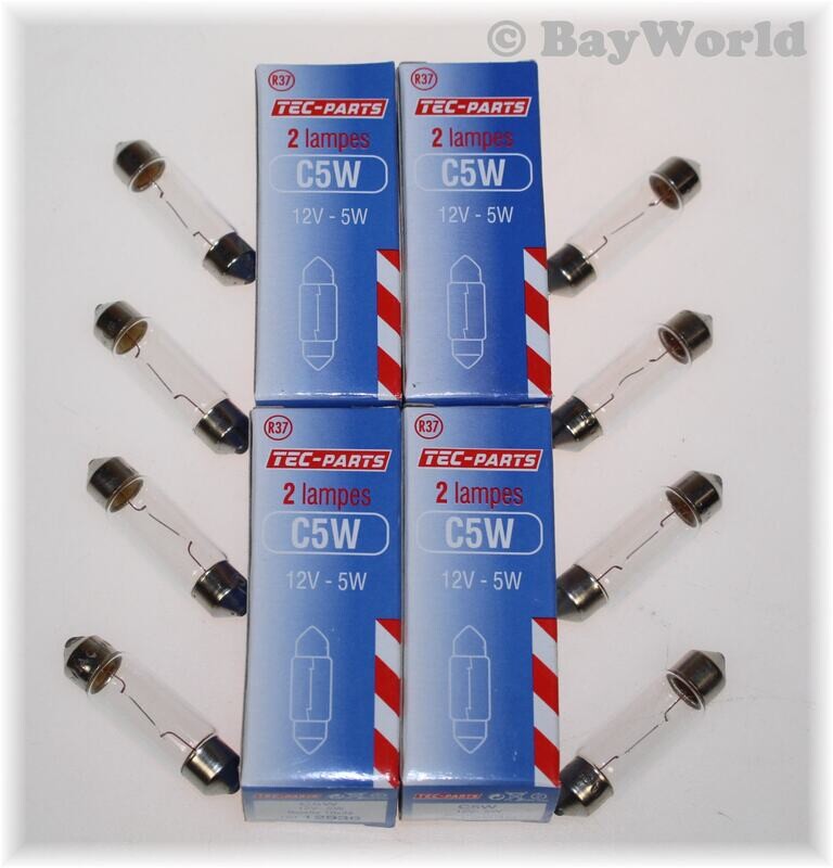 4 Set=8St C5W 12V Soffitte Birne Navette 10x36 TEC-Parts Kennzeichen 12936 Lampe