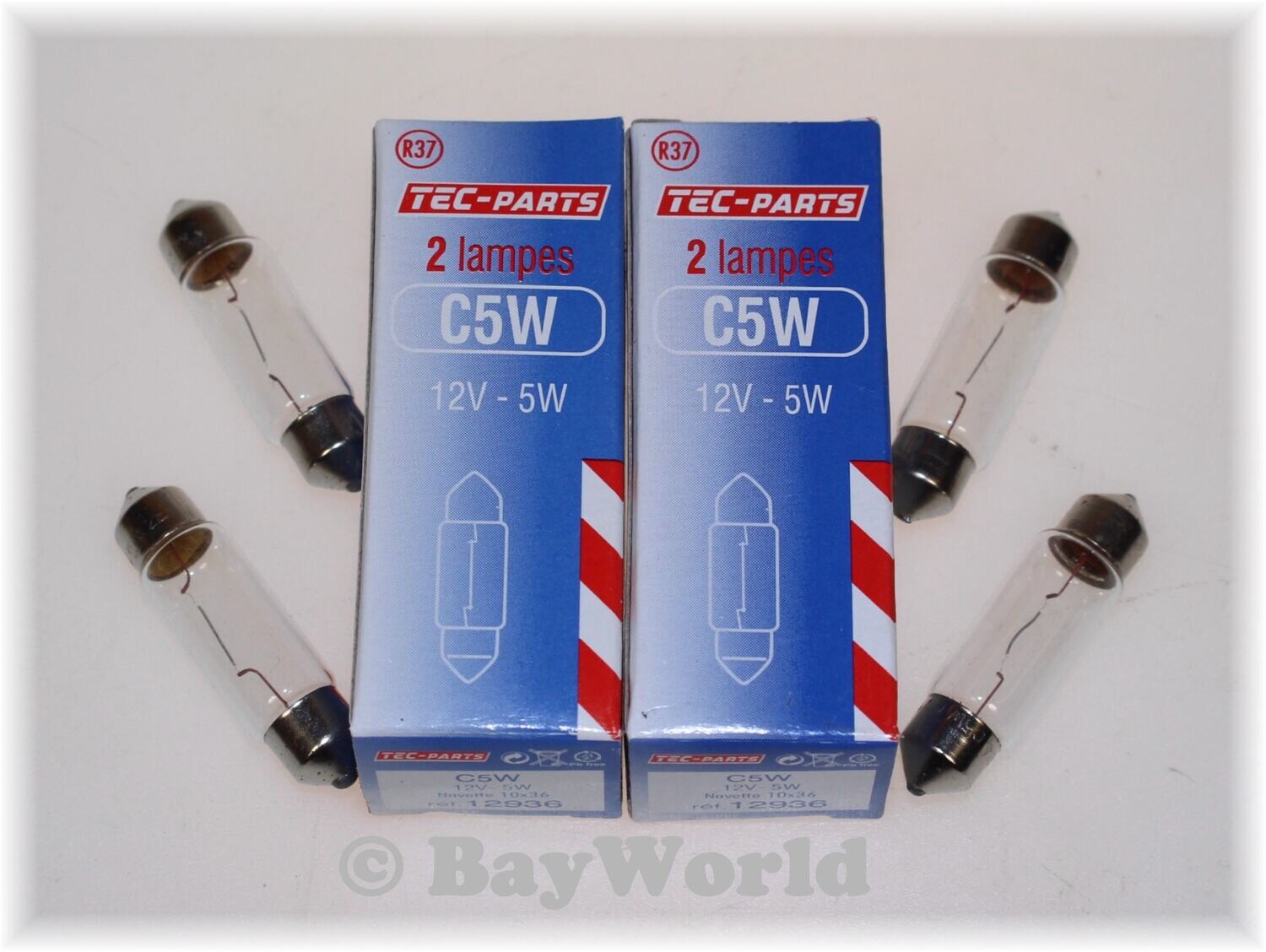 2 Set=4St C5W 12V Soffitte Birne Navette 10x36 TEC-Parts Kennzeichen 12936 Lampe