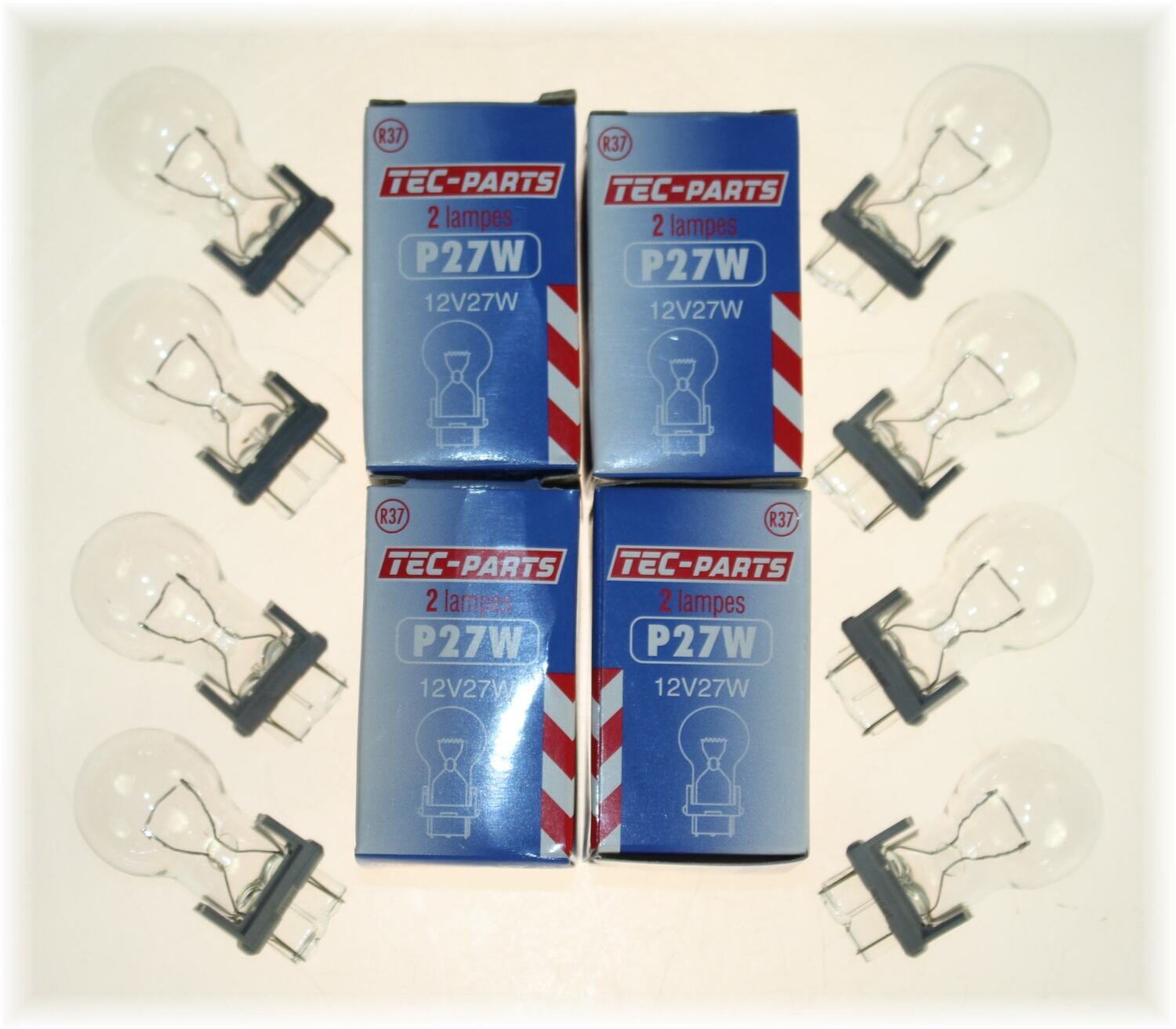 4Set=8St. Glühbirne P27W 12V Sockel W2,5x16d Glühlampe 12944 TEC-PARTS Leuchte