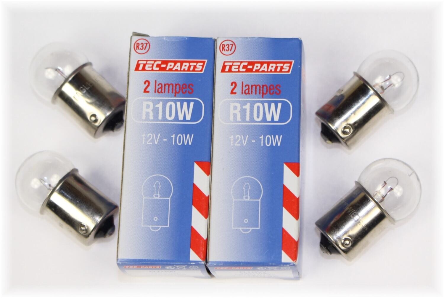 2Set=4St. Birne R10W 12V 10W Glühlampe 12932 TEC-PARTS Rücklicht Blinker BA15S