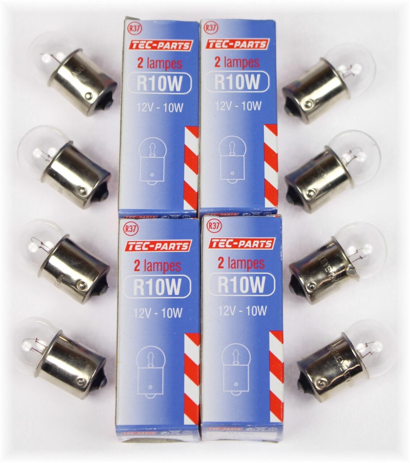4Set=8St. Birne R10W 12V 10W Glühlampe 12932 TEC-PARTS Rücklicht Blinker BA15S