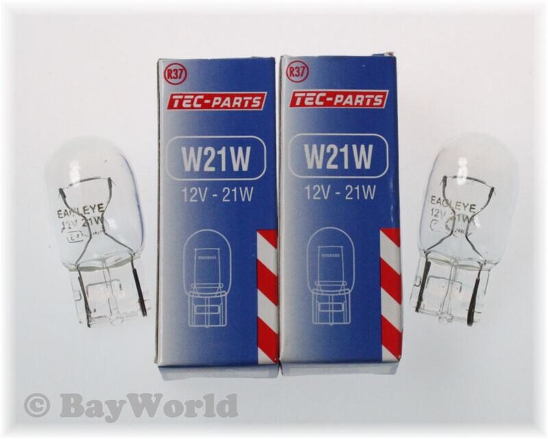 1 Set mit 2x W21W 12V Glassockel Birne W3x16d TEC-Parts Beleuchtung 12911 KFZ Glühlampe