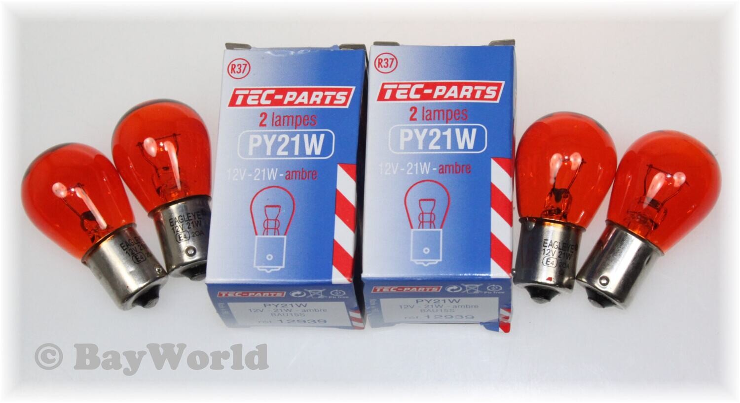 2 Set Blinkerbirne PY21W 12V BAU15S Glühlampe KFZ 12939 TEC-PARTS Auto-Lampe TOP