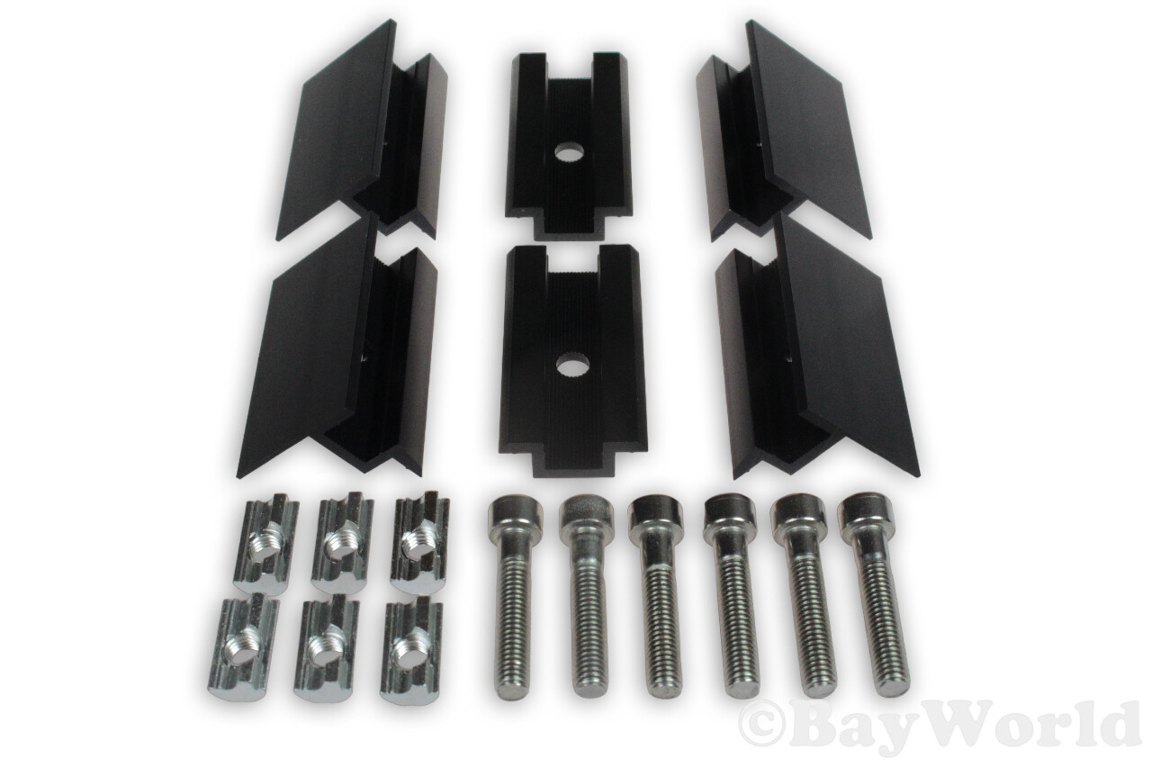 Klemmen Set für Balkonanlagen Solar PV 2 Module mit Rahmen 30mm Schwarz ALU Set1