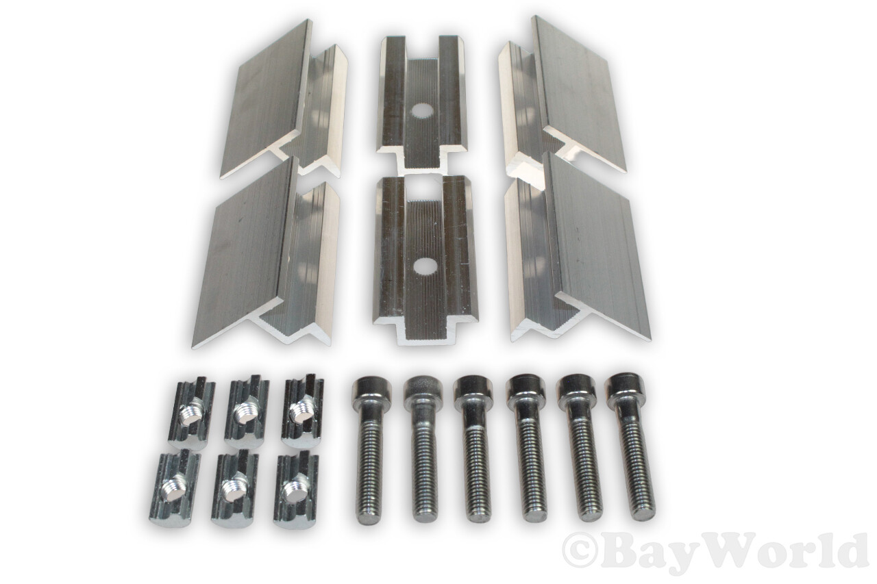 Klemmen Set für Balkonanlagen Solar PV 2 Module mit Rahmen 38mm Silber ALU Set4