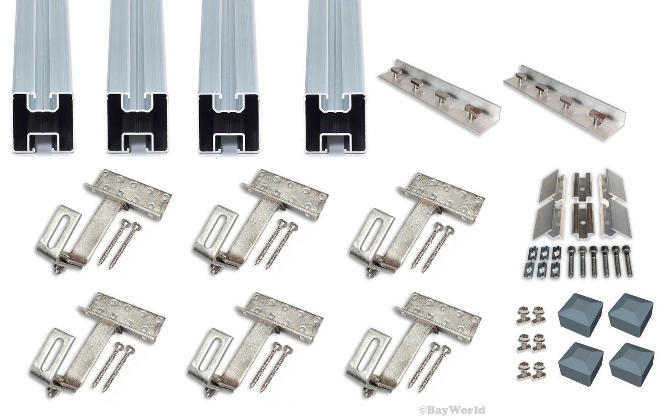 PV Balkonanlage Ziegeldach Montage Set für 2 Module mit 30mm Modulrahmen Silber