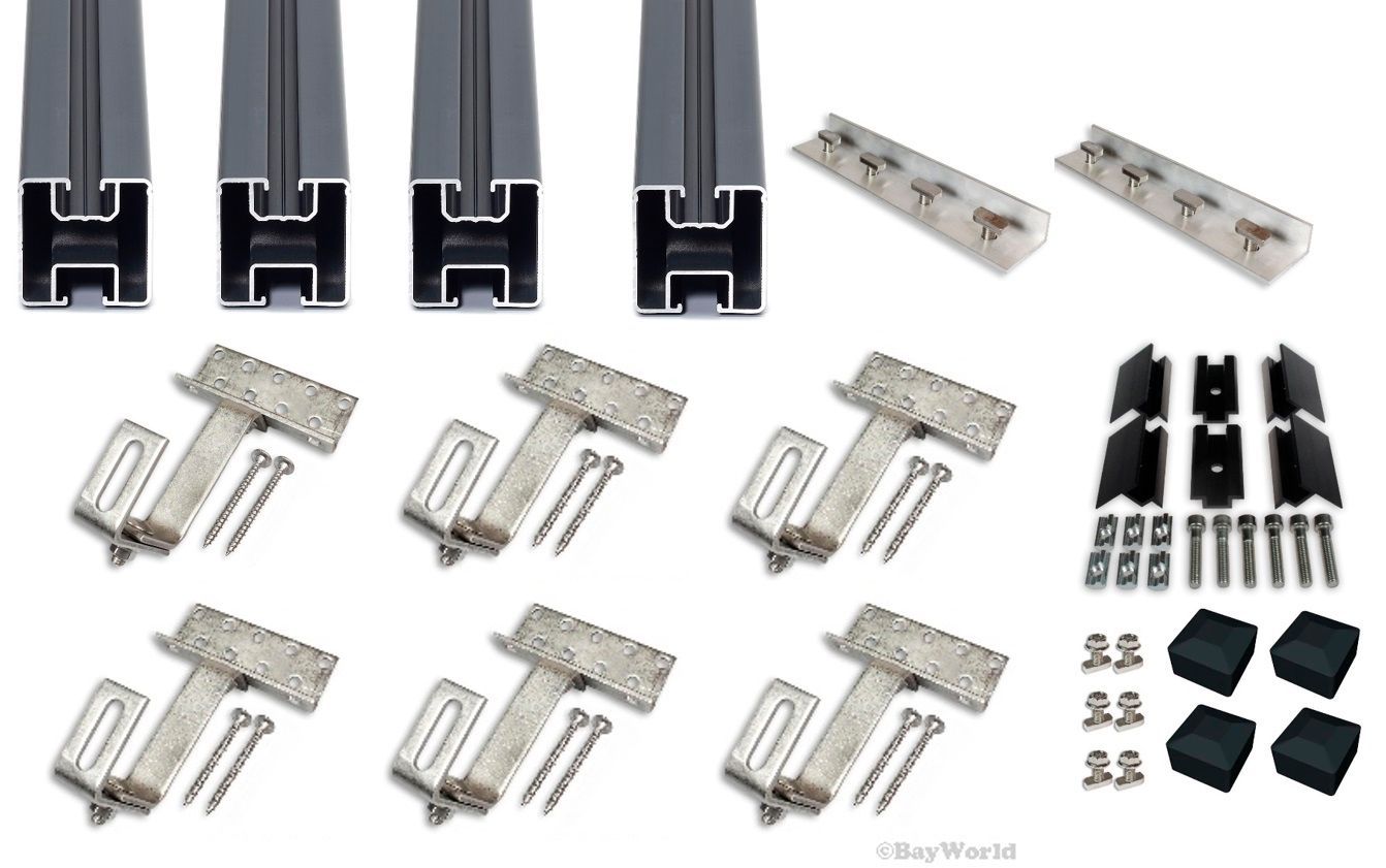 PV Balkonanlage Ziegeldach Montage Set für 2 Module mit 30mm Modulrahmen Schwarz