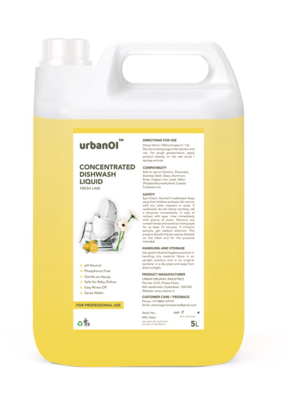 UrbanOI Concentrated Dish Wash Liquid - 5L