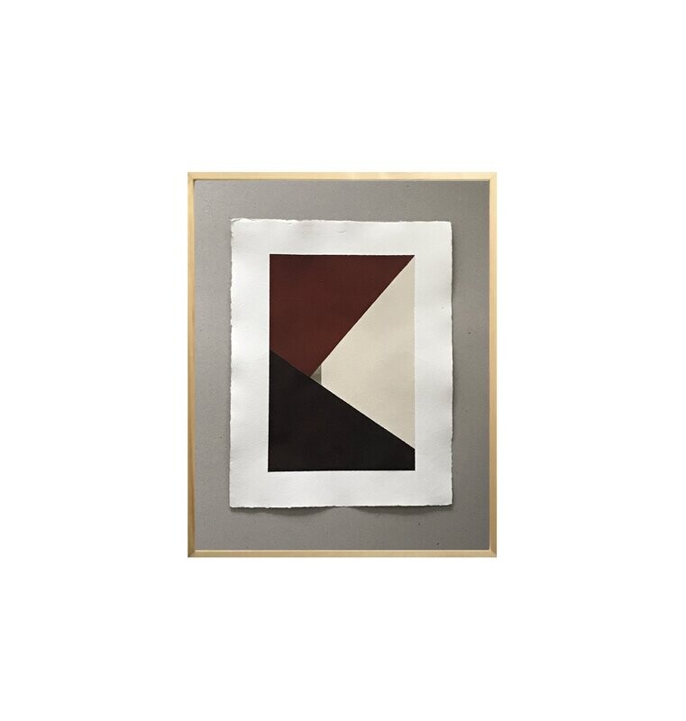 №150 • SriLanka • 
brown//bordo / tin •
A3 30x42 acrylic/
Handmade paper
Incl frame