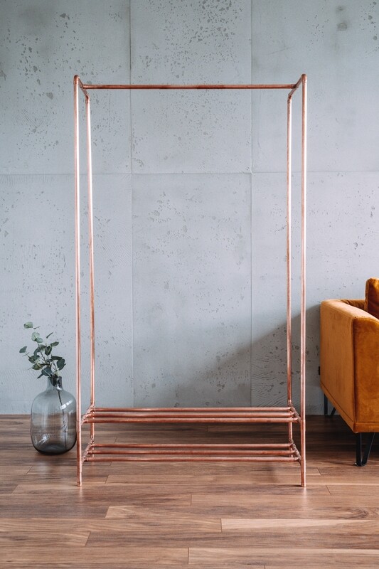 Clothing rail with double shoe rack