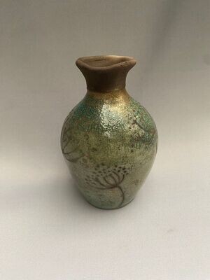 small seedhead raku bud vase