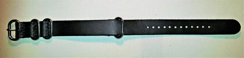 Black Leather NATO style one size  Wristband
(Strap Only - does not include Token)