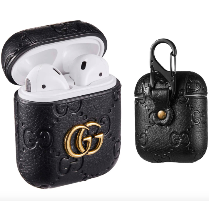 Gucci style Airpods case for Men Woman Unisex Aipods Gen 1 & 2 (Black)