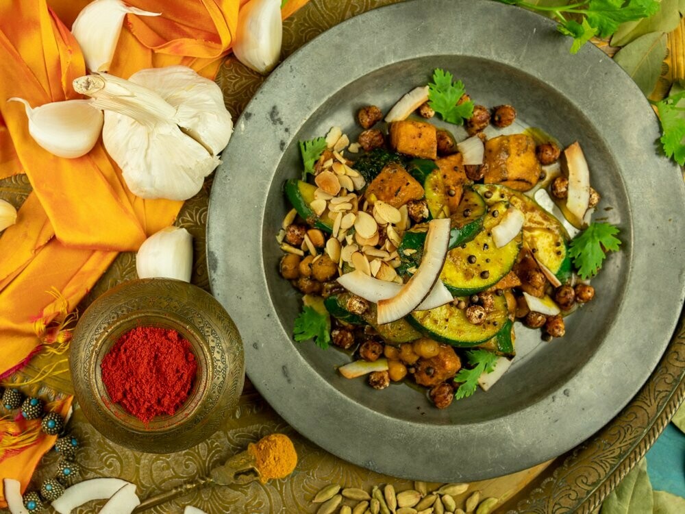 Sweet Potato, Chickpea & Courgette Coconut Vegan Madras
