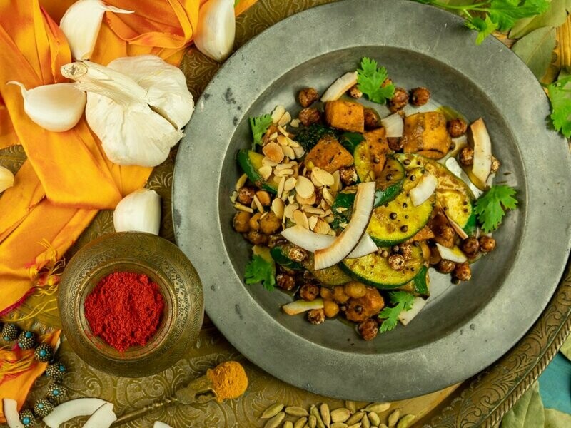 Sweet Potato, Chickpea & Courgette Coconut Vegan Madras