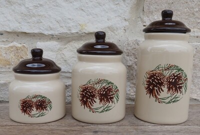3 piece canister set. pine cone