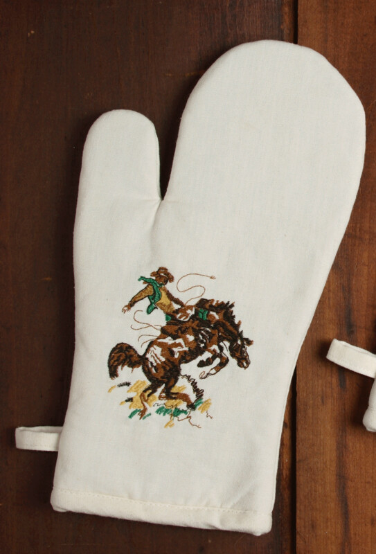 Oven mitts, 2 pieces, bronco
