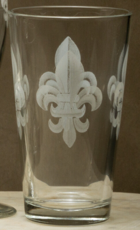 20oz pint, set of 4, fleur de lis grey