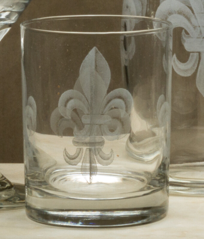 14oz whiskey, set of 4, fleur de lis grey