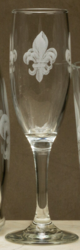 6oz champagne, set o 4, fleur de lis grey