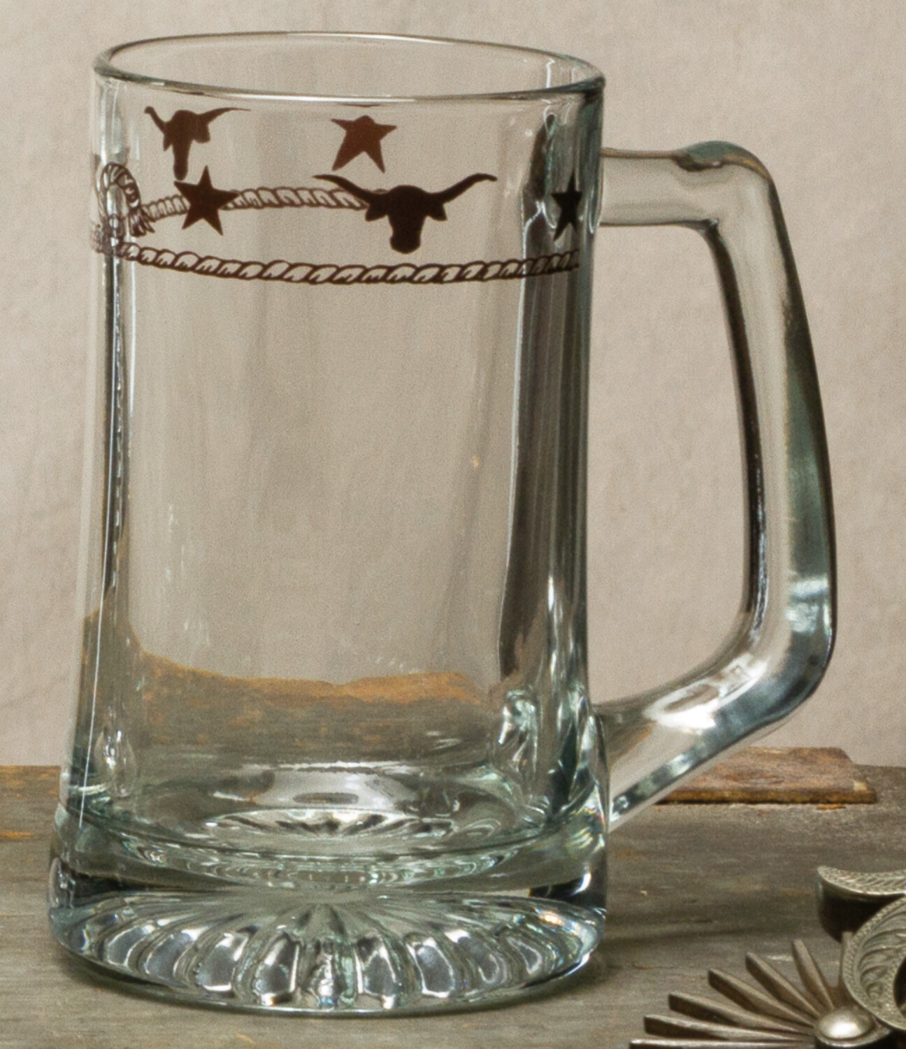 15oz beer mug, set of 4, stars & longhorns