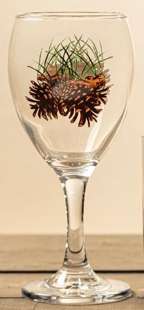 12oz wine, set of 4, pine cone