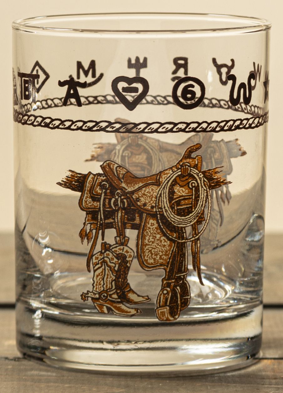 14oz whiskey, set of 4, boots &amp; saddle