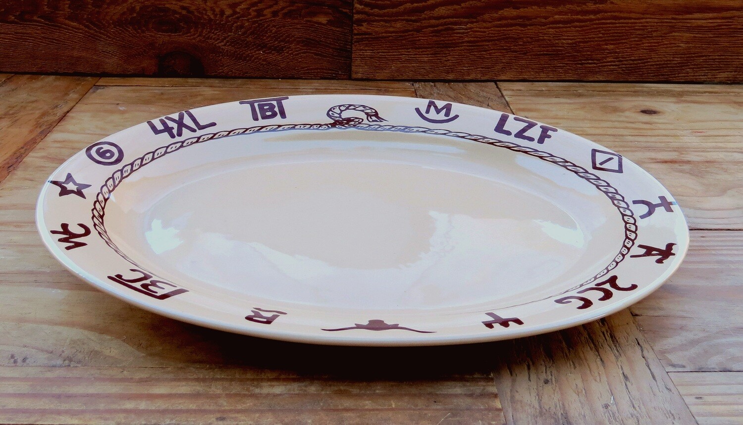 oval plate, branded