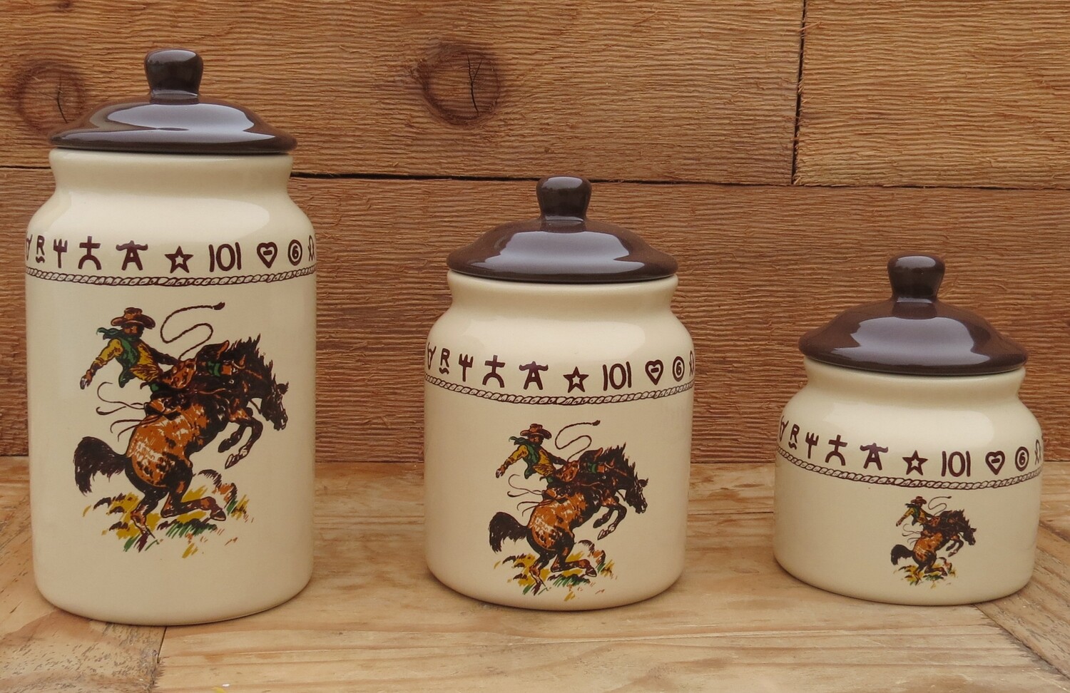 3 piece canister set, bronco