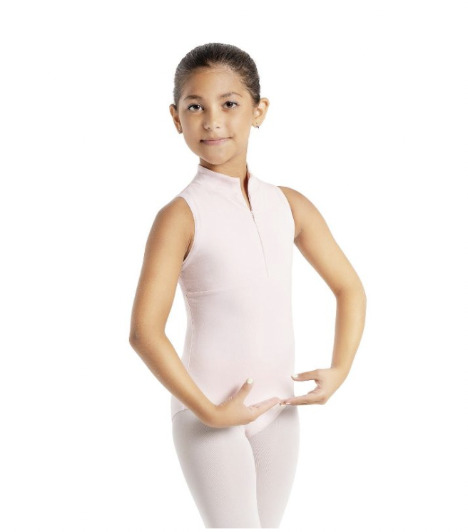 Capezio | Zip Front Sparkle Back Leotard | Pink | Child Medium (8-10)