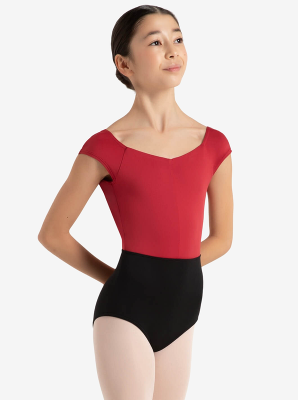 Capezio | Jolie Cap Sleeve Leotard  | Black And Red |  Child Medium (8-10)