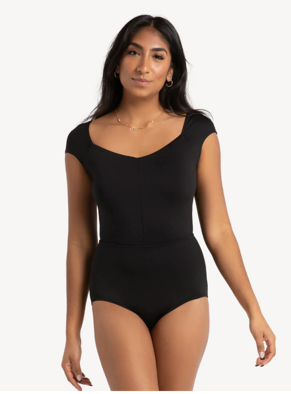 Capezio | Jolie Cap Sleeve Leotard | Black | Child Medium (8-10)