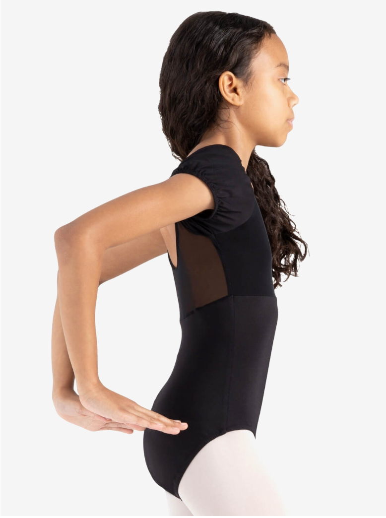 Capezio | Lotus Cap Sleeve Leotard | Black | Child Medium (8-10)