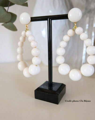 Boucles d'oreilles Perlette ivoire XL