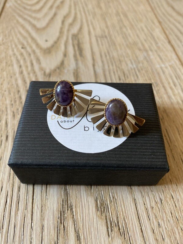 Boucles d'oreilles Eventail Améthyste