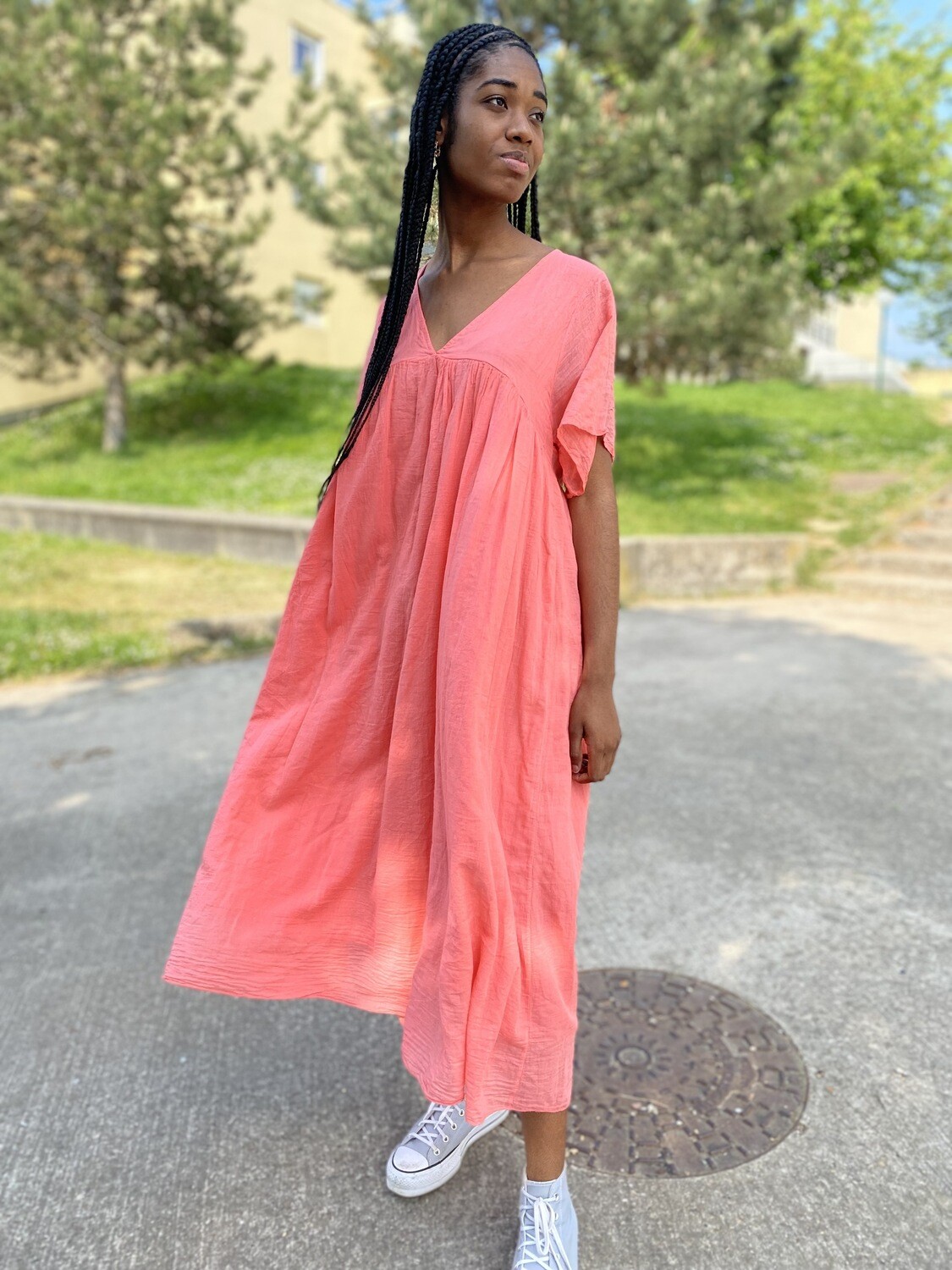 Maxi robe corail Assia T.U