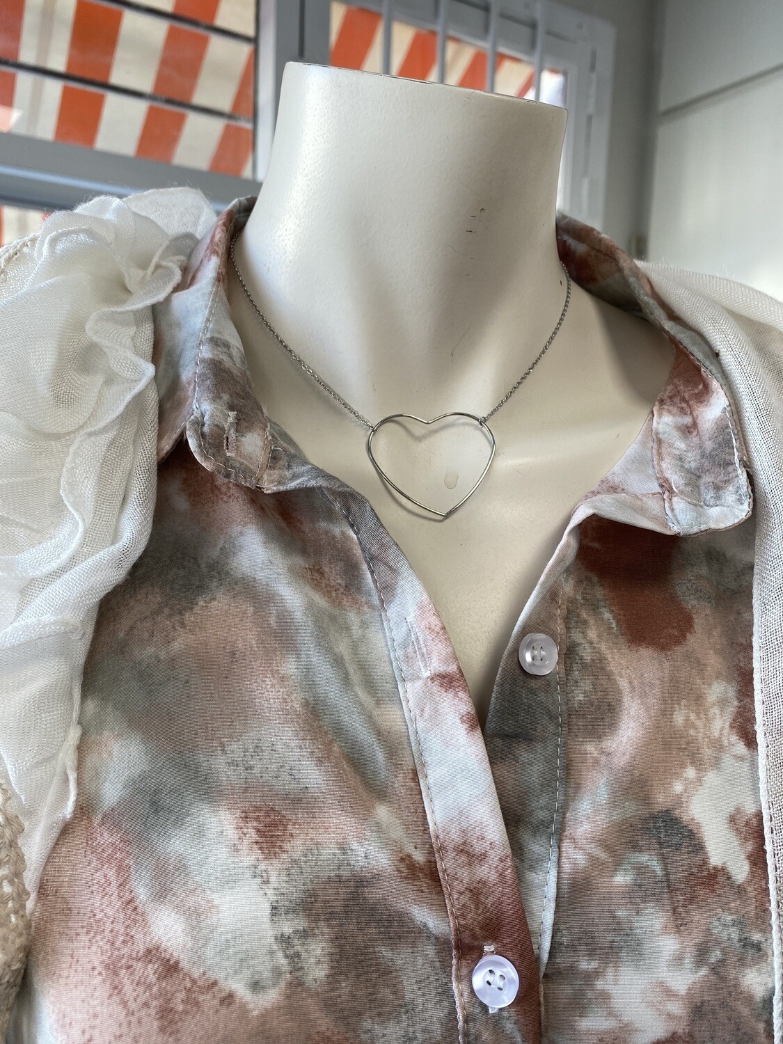 Collier cœur couleur argent