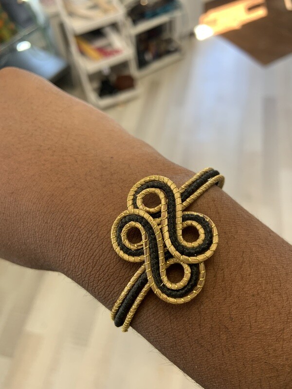 Bracelet double infini or végétal