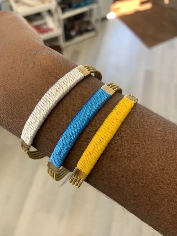 Bracelets blanc coton & or végétal
