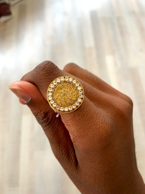 Bague or végétal réglable