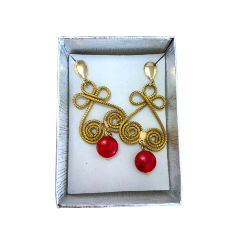 Grandes boucles d'oreilles or végétal